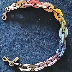 Coach leather covered short chain strap